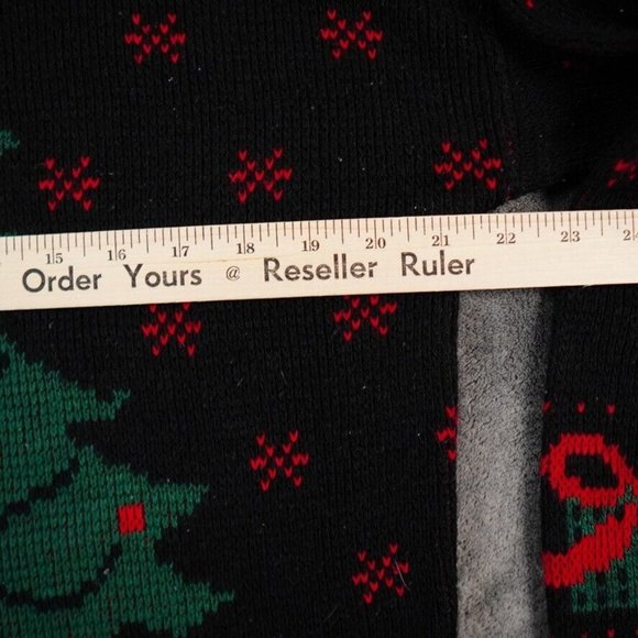 VTG Adele Sweater Womens Large? 42" Black Green Red Ugly Christmas Tree July Bow - Picture 7 of 9